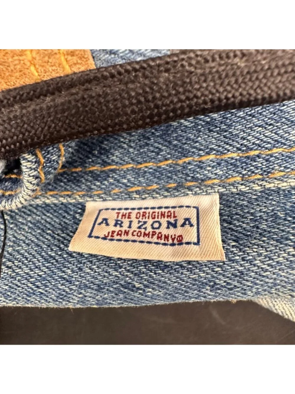 Vintage Arizona Jean Backpack 1990s Denim Suede Taiwan Retro Blue Black Brown